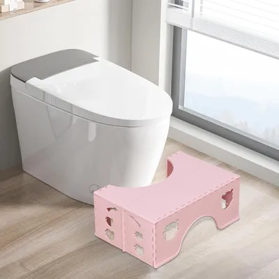 Produktbild von Zusammenklappbarer Toilettenhocker - Physiologischer Hocker Badezimmer für Erwachsene und Kinder - Toilettenhocker (rosa)