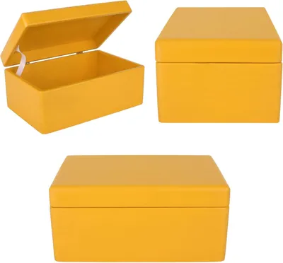 Immagine prodotto di Creative Deco Grande Gialla Scatola in Legno Porta Oggetti | 30x20x14cm con Coperchio e Maniglie | Contenitore Cassetta per Decorare, Portagiochi