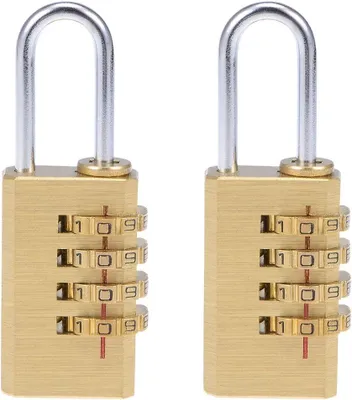 Produktbild von 2 Stück Messing Schloss mit 4-stelligem Zahlencode und 3mm Schäkel