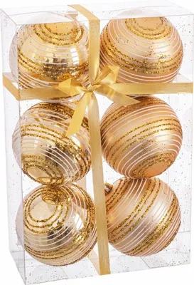 Obrázek produktu pro Vánoční ozdoby na stromeček zlatá plastová spirála 8 x 8 x 8 cm (6 kusů)