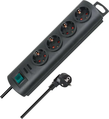 Productafbeelding van Brennenstuhl Primera-Line stekkerdoos, 4-voudig, zwart, 1,5 meter, kabel H05VV-F 3G1,5, artikelnummer 1153300124