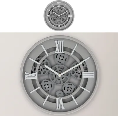 Produktbild von Wanduhr Zahnrad grau Ø30x5,5cm Küchenuhr Dekouhr Uhr Wohnzimmeruhr batteriebetrieben