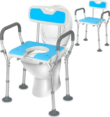 Immagine prodotto di Bettizia sedia da doccia con schienale e braccioli Sgabello da doccia Sedia da doccia per anziani regolabile in altezza con schienale Tre sgabelli da bagno in uno