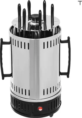 Zdjęcie produktu dla Pionowy grill elektryczny, moc 1000 W, gotowanie bez dymu, dwie opcje szaszłyków, 6 szaszłyków