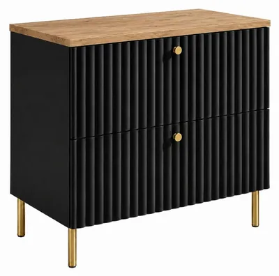Imagen del producto de Mueble de baño de pie con tablero de 80 cm, color , y tablero de roble "Craft", tiradores en tres colores, patas doradas, dimensiones: 80 x 44,4 x 73,6 cm, Imagen generada por IA
