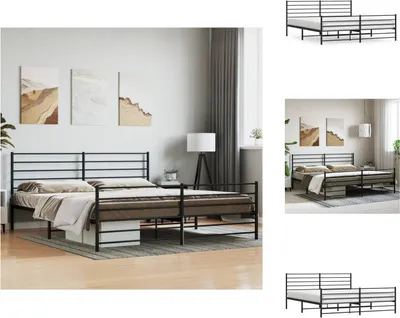 Produktbild von vidaXL Bettgestell mit Kopf- und Fußteil Metall Schwarz 183x213 cm -  Betten & Bettgestelle