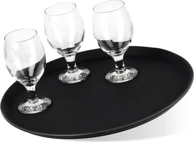 Produktbild von Vilde | Servierplatte - Serviertablett Kellnertablett rutschfest - Schwarz - 40 cm - Rund Tablett
