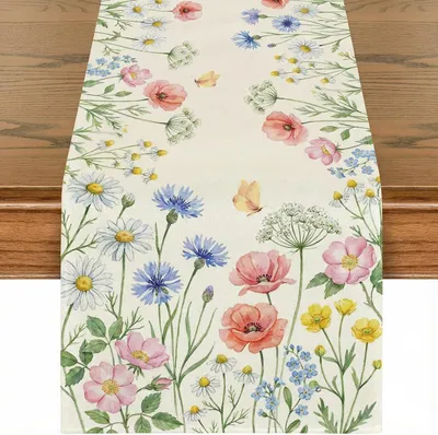 Produktbild von Tischläufer mit Blumenmotiven für den Sommer 32x180 cm