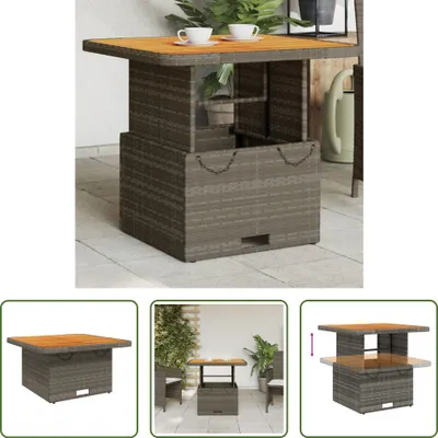 Immagine prodotto di The Living Store tavolo da giardino grigio 80x80x71 cm in poly rattan e legno di acacia