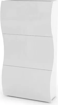 Produktbild von Schuhschrank Dgan, Mehrzweckschrank mit 3 Türen, Eingangsschuhregal, 100 % Italy, cm 71x27h122, glänzend weiß