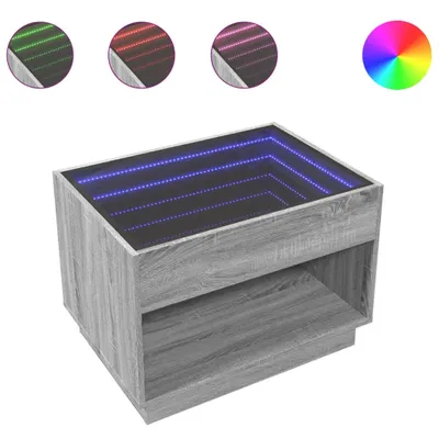Produktbild von Couchtisch mit Infinity-LED Grau Sonoma 70x50x50 cm