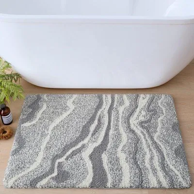 Produktbild von Famanu Badmatte 44 x 76 cm, wasserabsorbierend, maschinenwaschbar, rutschfest, grau