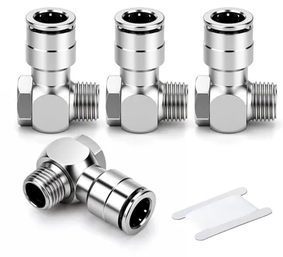 Produktbild von 4 Stück vernickelte Messing-Bogenkupplungen für pneumatische Anwendungen