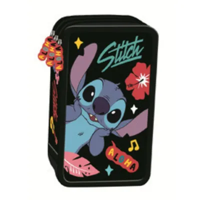 Obrázok produktu pre Puzdro na ceruzky s 3 priehradkami a príslušenstvom Stitch Black Aloha