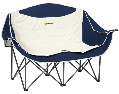 Productafbeelding van Opvouwbare campingstoel voor 2 personen met bekerhouder en draagtas, draagvermogen tot 250 kg, blauw