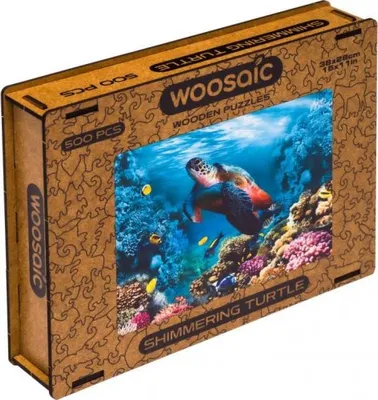 Produktbild von WOOSAIC Holzpuzzle Erwachsene und Kinder, Einzigartige Form Puzzleteile Schimmernde Schildkröte, 15 x 11 Zoll (38 x 28 cm) 500 Stück