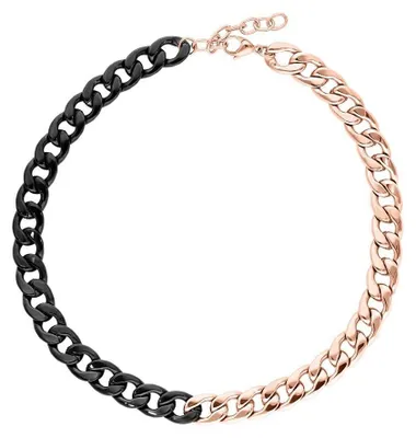 Produktbild von Wildcat Halskette - Chunky Kette  - Roségold/Schwarz - Chirurgenstahl 316L - wasserfest, langlebig, hautverträglich, Roségold/Schwarz