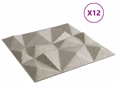 Zdjęcie produktu dla Panele ścienne vidaXL, 12 szt., wzór „Diament”, beton, 50 x 50 cm, pianka XPS
