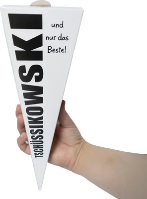 Produktbild von Abschied Kollegin oder Kollege Schultüte Lustige kleine Tüte mit Sprüchen Abschiedsgeschenk Jobwechsel, Ruhestand oder Rente Befüllbare Mini Geschenkverpackung