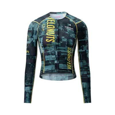 Produktbild von VeloNuts Radtrikot Damen Langarm Sommer Atmungsaktiv Schnelltrocknend Fahrradtrikot mit kühlendem Material für Rennrad, MTB Grün EU Größe S
