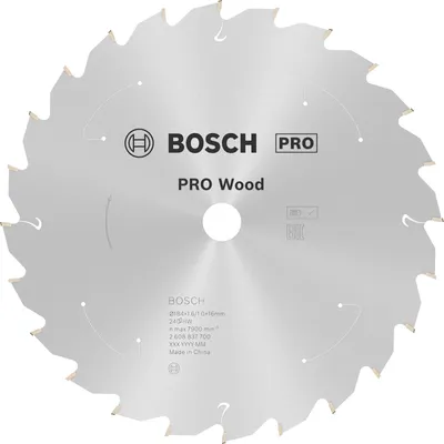 Productafbeelding van PRO Wood accuboormachine zaagblad, 184 x 1,6 x 16 mm, T24