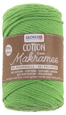 Produktbild von GLOREX Makramee Baumwolle neongrün 2mmx225m 250g