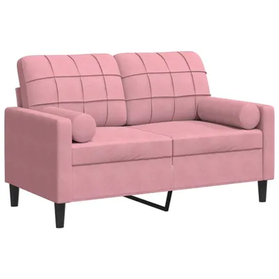 Obrázok produktu pre vidaXL 2-miestna pohovka s ozdobnými vankúšmi ružová 120 cm zamat