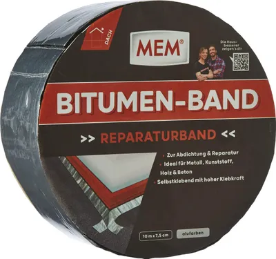 Produktbild von MEM Bitumen-Band, Selbstklebendes Dichtungsband, UV-beständig, 1,5 mm, 7,5 cm x 10 m, Alufarben