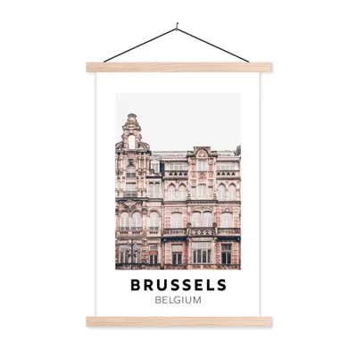 Produktbild von MuchoWow® Textilposter Brüssel - Belgien - Architektur 120x180 cm mit holzfarbenen Rahmen - Textil-Plakat