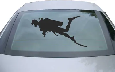 Produktbild von Indigos UG - Aufkleber Heckscheibe & Motorklappe DE7008 - schwarz - 600x333 mm - Taucher Silhouette - Auto Scheiben Fenster Heckklappe Tuning Racing JDM - Die cut
