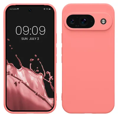 Produktbild von kwmobile Handyhülle für Google Pixel 9 Hülle - weiches Handy Silikon Case - Schutzhülle Cover - Pastell Koralle