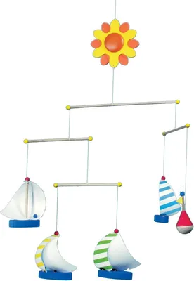 Produktbild von Niermann Leuchten Mobile Segelschiff - Maße: 50 cm x 30 cm x 60 cm - Farbe: natur, blau, weiß; 3407