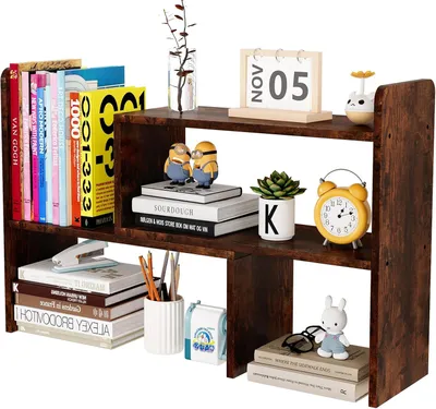 Produktbild von Schreibtischregal, verstellbar, freistehender Aufbewahrungskorb, braun, für Büro