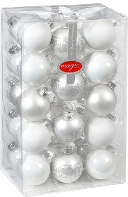 Produktbild von Weihnachtskugeln Glas 6cm Ornamente 28er Set - Just White Mix