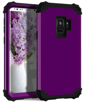 Obrázek produktu pro Galaxy S9 Pouzdro, 3 v 1 Hybridní Pevný PC TPU Silikon, Odolné proti nárazům Ochranné pouzdro pro Samsung Galaxy S9 Fialová