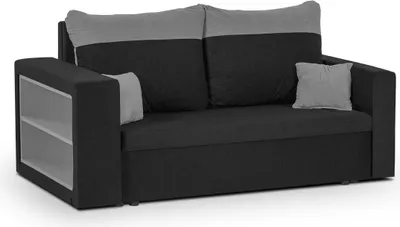 Produktbild von KomfortWelt24 2 Sitzer Sofa mit Schlaffunktion und Bettkasten - Schlafsofa 150x85 cm PABLO1 Schwarz/Hellgrau