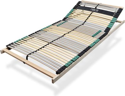 Extra robustný prémiový lamelový rám 140x200, nosnosť do 200 kg, nastaviteľná hlavová časť, 42 lamiel, 7-zónový lamelový rám z bukového dreva a vystuženej brezy, vyrobené v Nemecku