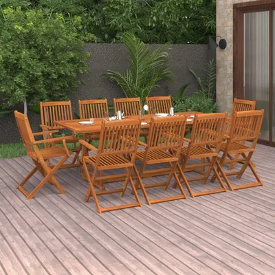 Produktbild von Möbel 11-tlg. Garten-Essgruppe 220x90x75 cm Massivholz Akazie - Balkonmöbel 3086987