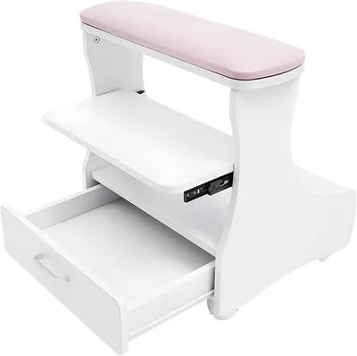 Produktbild von Fußstütze Pediküre Rädern Maniküre Fußbadehocker Trolley Beinstütze Fußbad Trolley Kunstleder leichtgängige Mobile Fußstütze für Fußpflege Nagelstudio Schönheitssalon Heimgebrauch (Rosa)