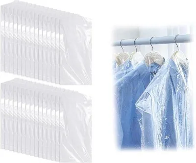 Produktbild von Famanu Kleidungshüllen 30 Stück - Transparent - 60 x 90 cm - Wasserfest - Staubschutz - Für Anzüge und Kleider