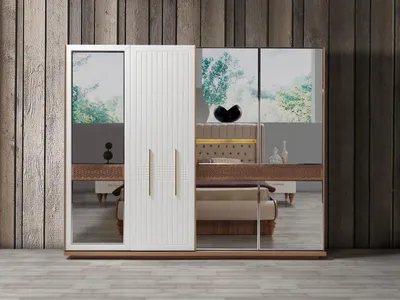 Image de Chambre à coucher Armoire de luxe en bois avec verre Design Moderne nouveau
