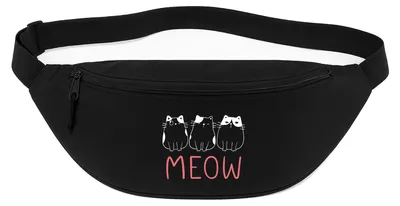 Produktbild von Huuraa Bauchtasche Katzen Meow Comic 2,5 Liter Black Polyester Crossbody Bag Geschenkidee