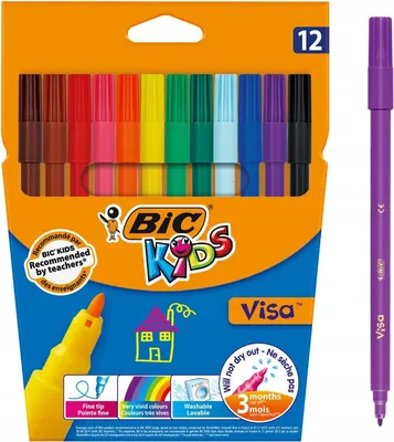 Produktbild von BIC Kinder Filzstifte 12 Farben Waschbar Malstifte