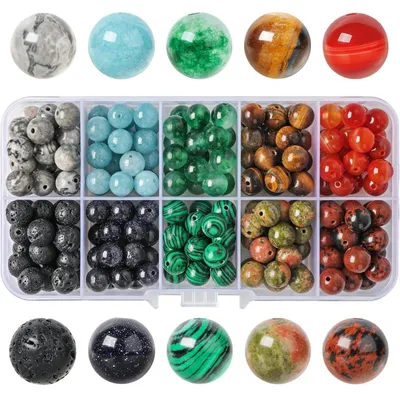 Image de Perles en résine imitant des pierres précieuses, diamètre 8 mm, forme ronde, 10 couleurs, 200 pièces, pour la création de bijoux