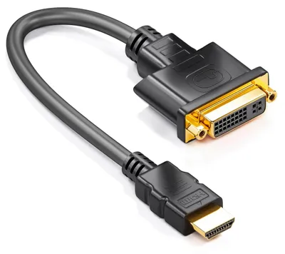 Produktbild von deleyCON HDMI zu DVI Adapter-Kabel, HDMI Stecker zu DVI Buchse - Schwarz