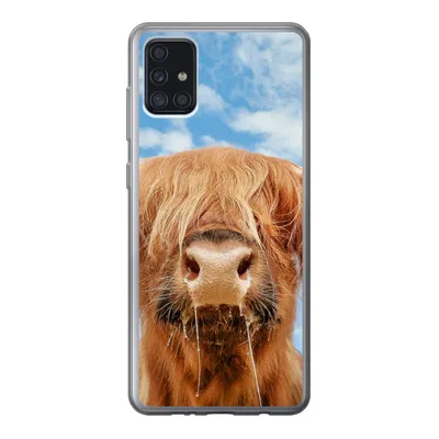Produktbild von MuchoWow® Handyhülle Schutzhülle Hülle für Samsung Galaxy A52 5G Schottischer Highlander - Wolke - Tiere Silikon Softcase Handy Hülle - Umschlag