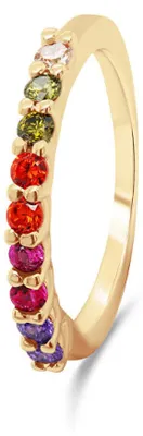 Immagine prodotto di Anello in argento placcato oro con zirconi colorati RI063Y - Circonferenza: 52 mm