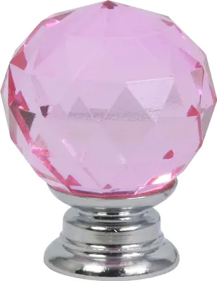 Produktbild von Domino Elegante Crystal Palace Möbelknopf 30mm in Chrom & Rosa |Kristallknöpfe,  Robustes Glas-Design |Möbelknöpfe | Glamouröser Stil | Perfekt für Schränke und Kommoden