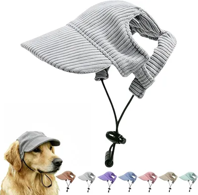 Immagine prodotto di Cappellino da baseball per cani, regolabile, con fori per le orecchie e cordoncino, traspirante, berretto estivo leggero per animali domestici