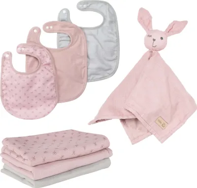 Immagine prodotto di Set regalo roba organic Baby Essentials "Lil Planet" rosa/malva in Cotonelogico, GOTS, sostenibile
